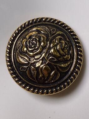Vintage West Germany Rose Scarf Clip Gold Tone Midcentury Style